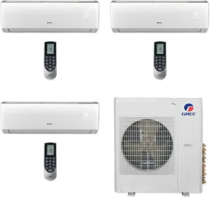 Gree 42,000 BTU Multi21  Tri-Zone Wall Mount Mini Split Air Conditioner Heat Pump 208/230V SEER 21 (12-12-18)