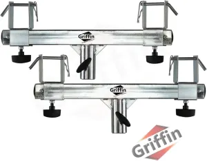 GRIFFIN T Bar Adapters for Lighting Truss Stands (2)| Triangle or Square Trussing Bracket Mounts for Light Cans & DJ Booth Kit | Pro-Audio Effects Stage Hardware Holder | Music Equipment Gear Platform