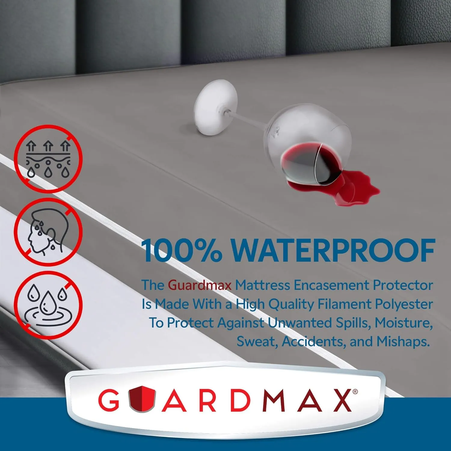 Guardmax Jersey Knitted RV Size Zippered Mattress Encasement - Waterproof & Bed Bug Proof Mattress Protector - Comfortable, Soft, and Noiseless Zippered Bedding - Dust Mite P0roof (48 x 75 x 10)