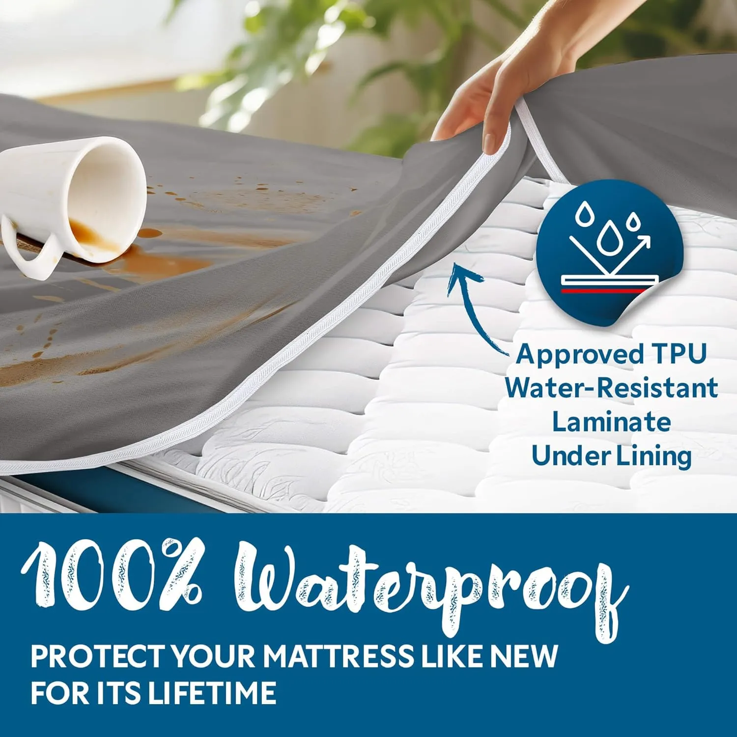 Guardmax Jersey Knitted RV Size Zippered Mattress Encasement - Waterproof & Bed Bug Proof Mattress Protector - Comfortable, Soft, and Noiseless Zippered Bedding - Dust Mite P0roof (48 x 75 x 10)