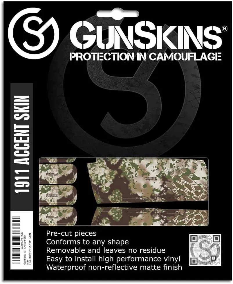 GunSkins Precut Pistol Accent Skin for 1911- Compatible with Airsoft AEG BB Gun - Vinyl Wrap - Easy to Install - 100% Waterproof - Matte Finish - Made in USA