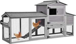 GUTINNEEN 80in Chicken Coop with Wheels Mobile Hen House Outdoor Nesting Box Expandable Large Waterproof Chicken House Wooden Poultry Cage