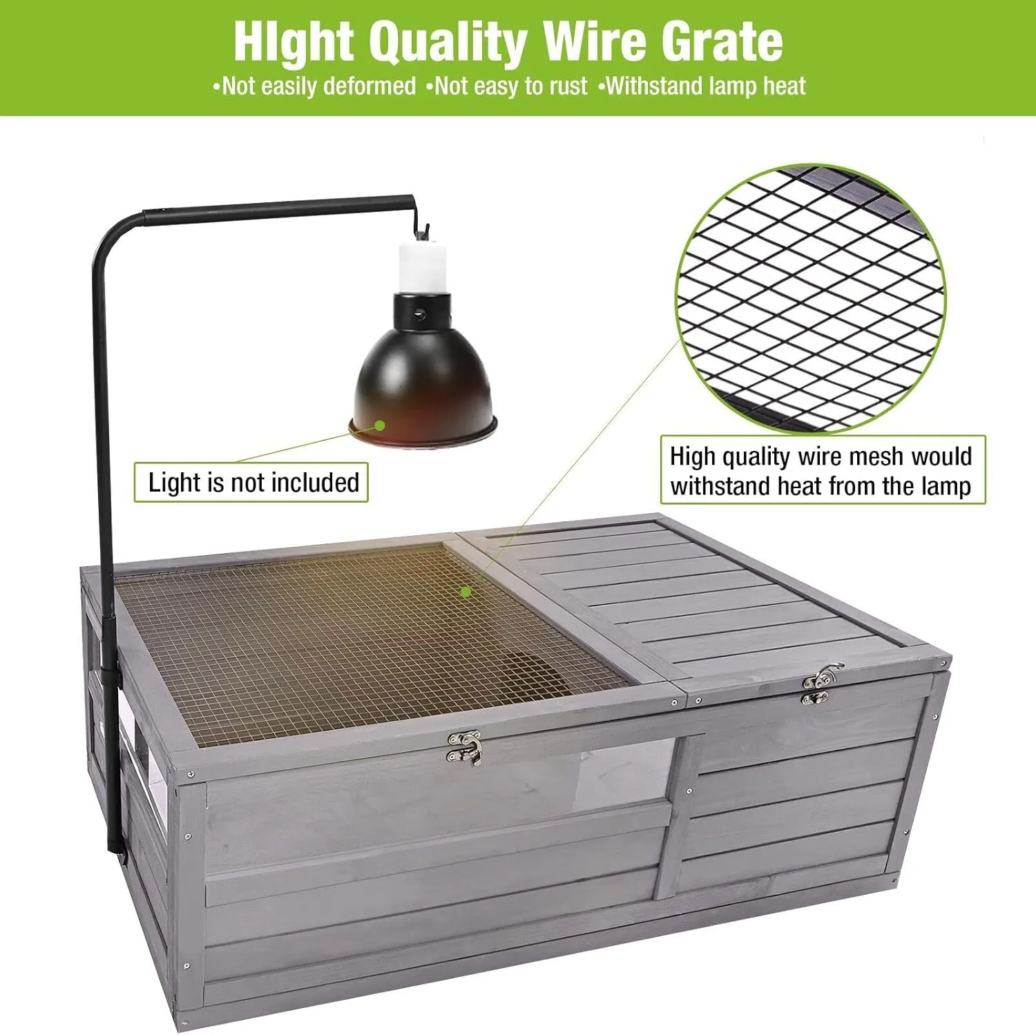 GUTINNEEN Tortoise Cage Large Tortoise Habitat with Light Support Frame, Indoor Turtle House, Outdoor Tortoises Enclosure for Small Animals
