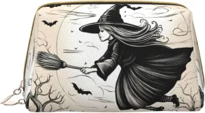 Halloween Witch Flying Toiletry Pouch, Travel-Friendly Makeup Organizer For Makeup Brushes, Lipsticks