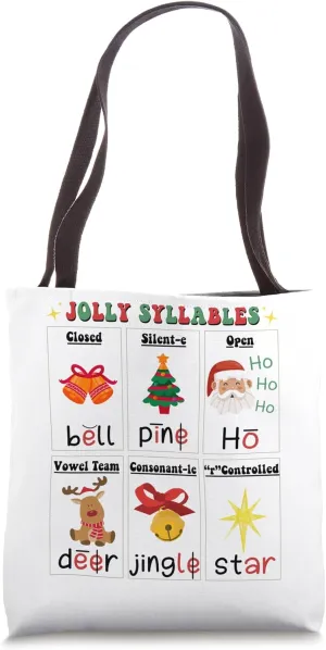 Happy Jolly Syllables Days Festive Christmas Matching Family Tote Bag