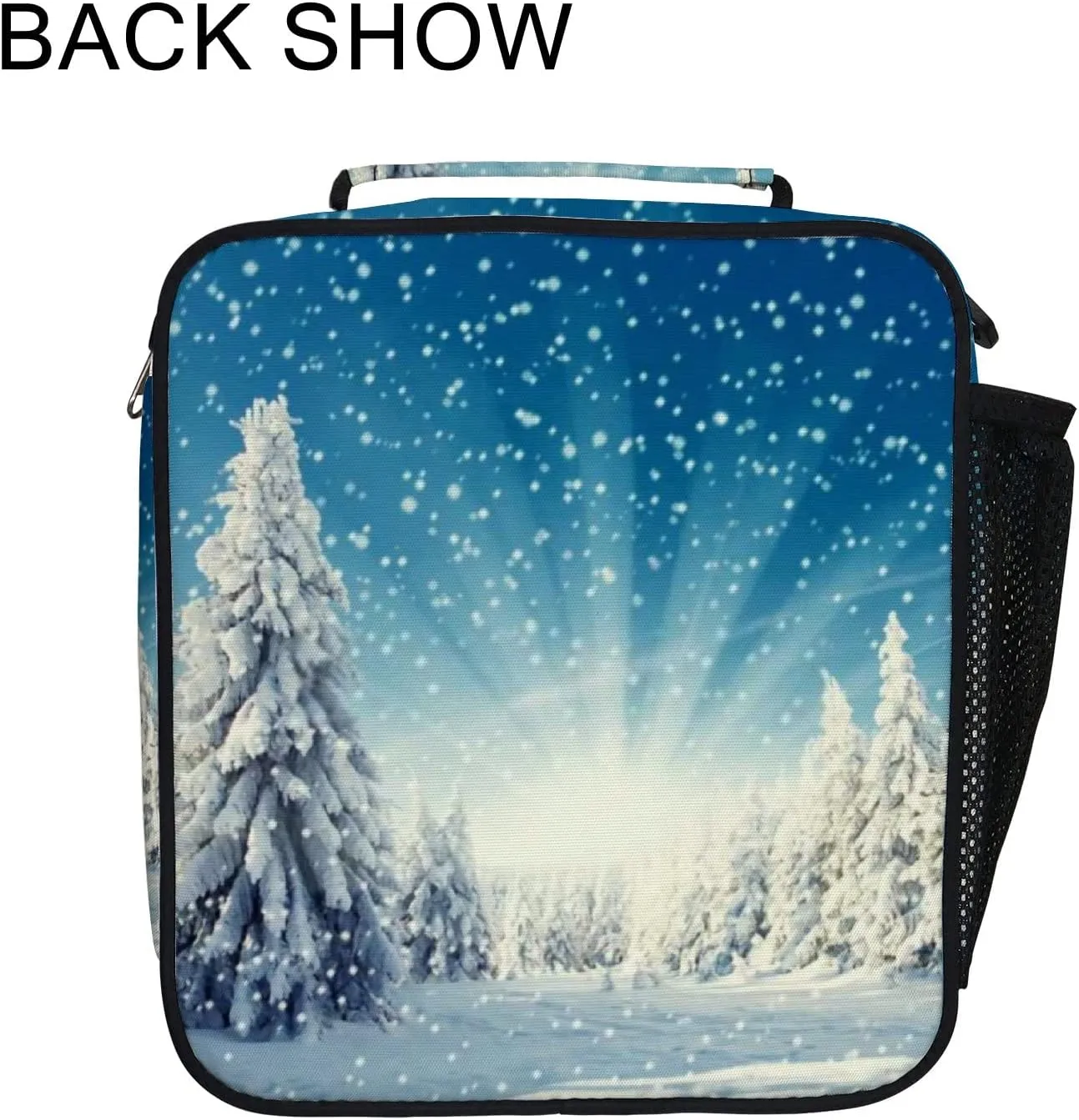 Hapuxt Lunch Box Lunch Bag with Adjustable Shoulder Strap Tote Amazing Winter Snowfall Sunlight Blue Sky Insulated Waterproof Outdoor Work Office Picnic for Women Men