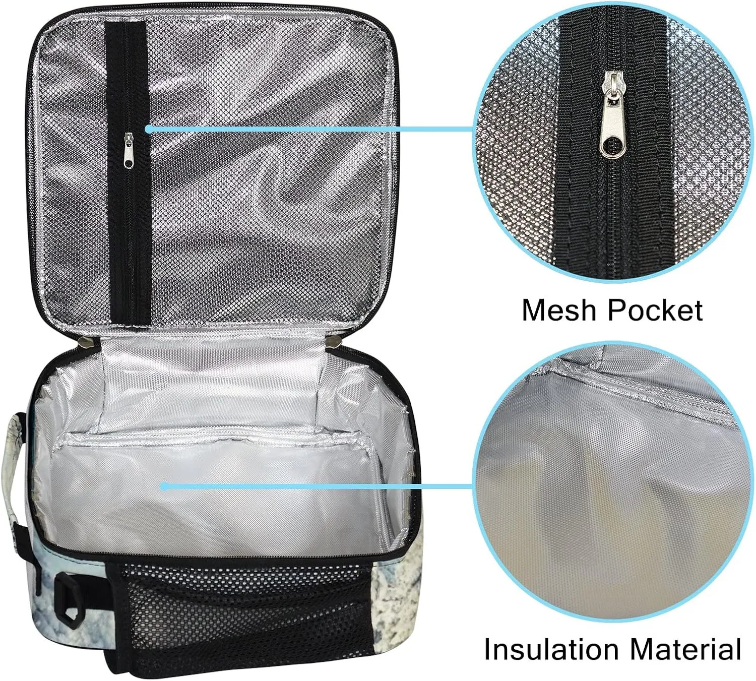 Hapuxt Lunch Box Lunch Bag with Adjustable Shoulder Strap Tote Amazing Winter Snowfall Sunlight Blue Sky Insulated Waterproof Outdoor Work Office Picnic for Women Men