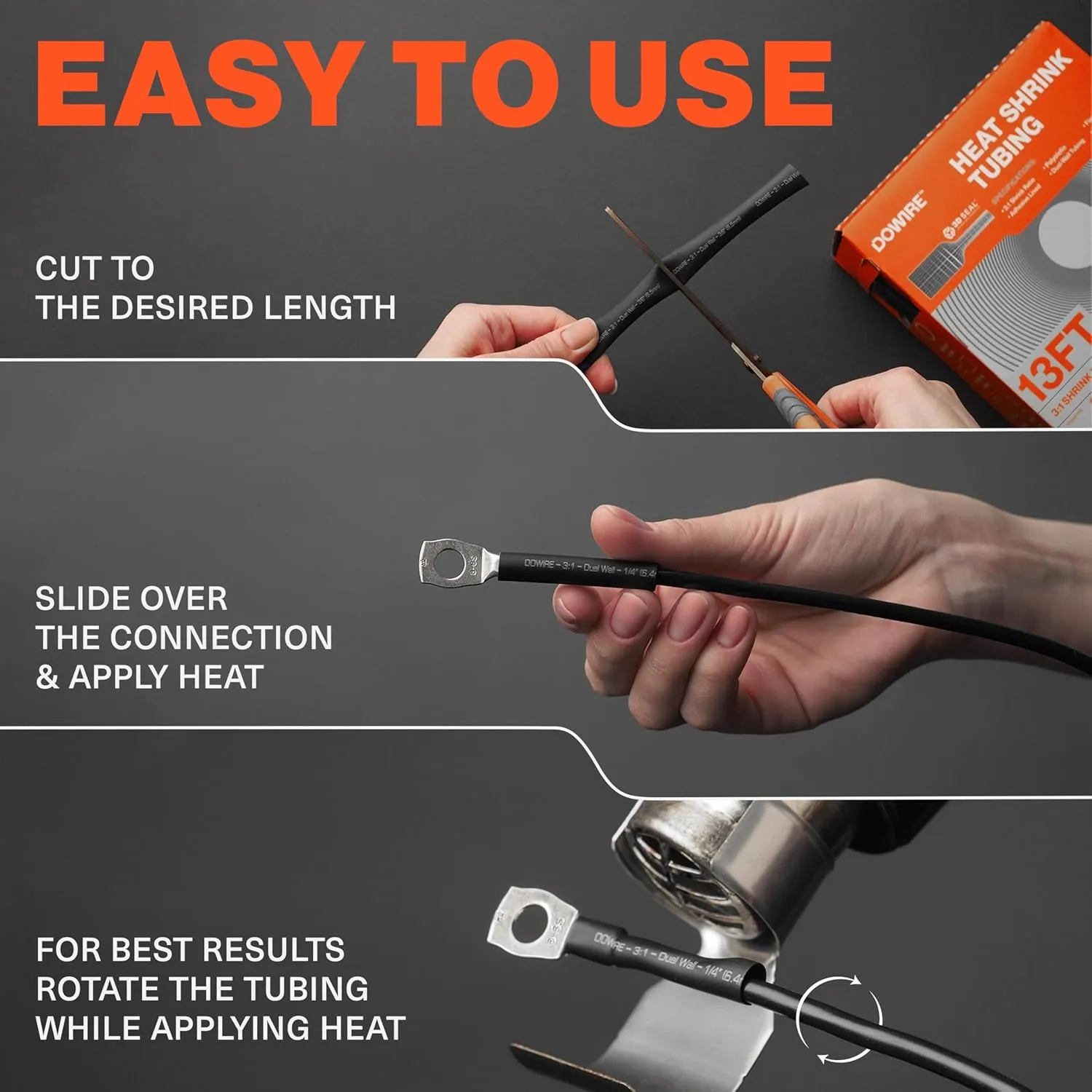 Heat Shrink Tubing Kit - 3:1 Ratio - Adhesive Lined - Wire Shrink Wrap Tubing - Waterproof Marine Grade Shrink Tube - 275 PCS - Clear