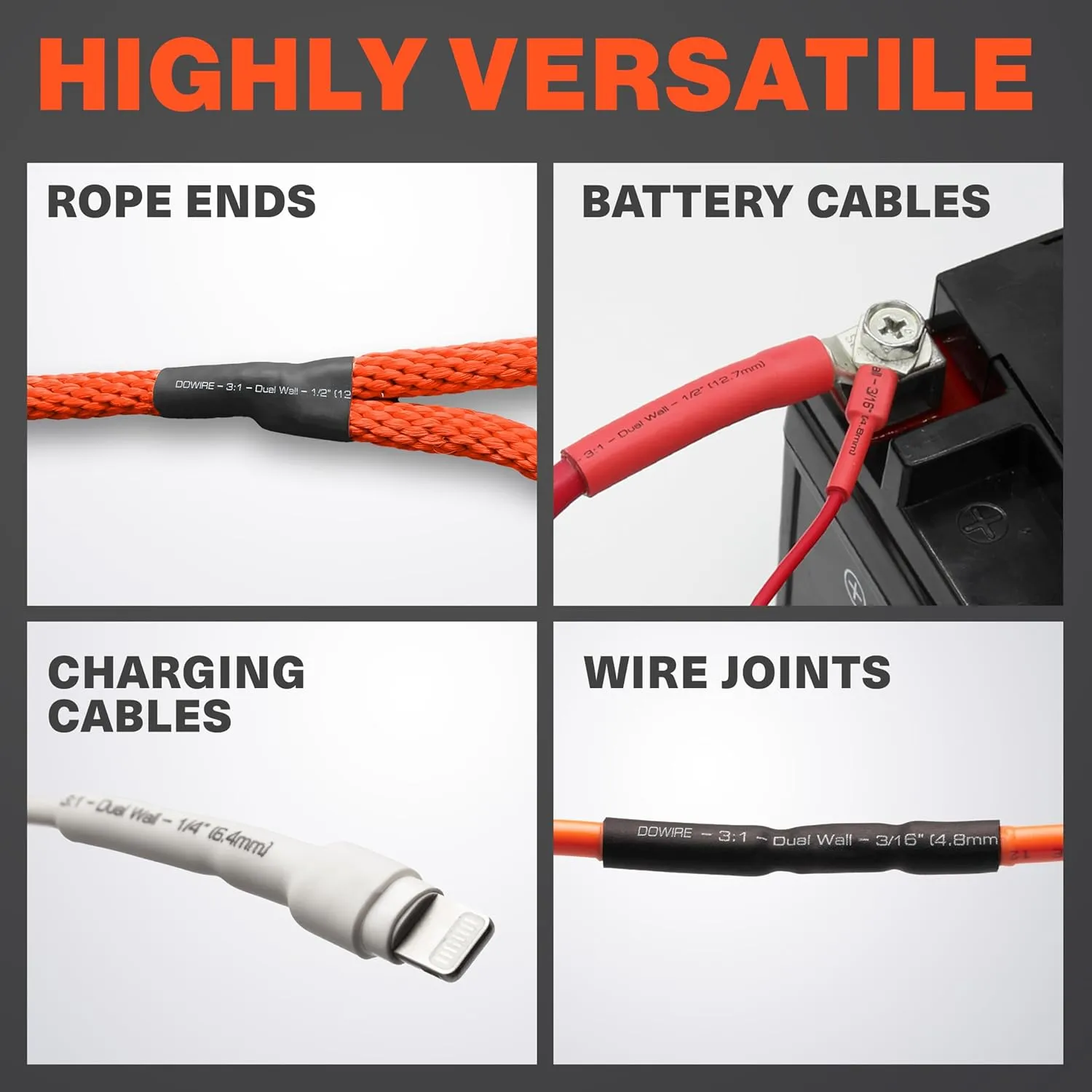 Heat Shrink Tubing Kit - 3:1 Ratio - Adhesive Lined - Wire Shrink Wrap Tubing - Waterproof Marine Grade Shrink Tube - 275 PCS - Clear