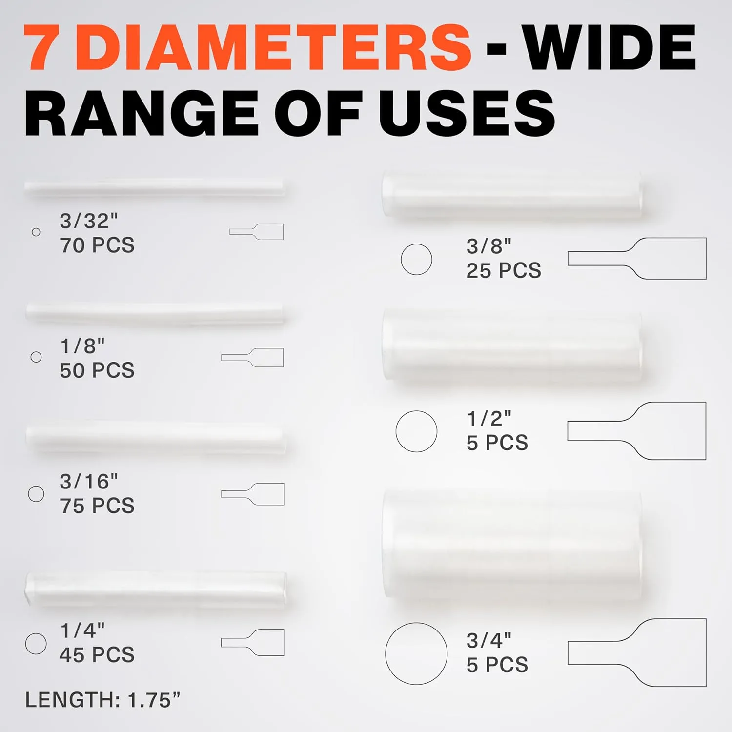 Heat Shrink Tubing Kit - 3:1 Ratio - Adhesive Lined - Wire Shrink Wrap Tubing - Waterproof Marine Grade Shrink Tube - 275 PCS - Clear