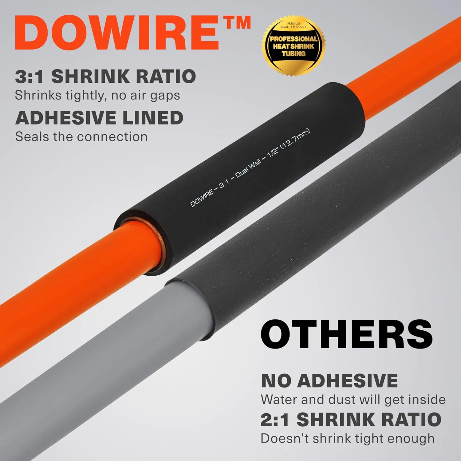 Heat Shrink Tubing Kit - 3:1 Ratio - Adhesive Lined - Wire Shrink Wrap Tubing - Waterproof Marine Grade Shrink Tube - 275 PCS - Clear