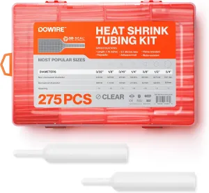 Heat Shrink Tubing Kit - 3:1 Ratio - Adhesive Lined - Wire Shrink Wrap Tubing - Waterproof Marine Grade Shrink Tube - 275 PCS - Clear
