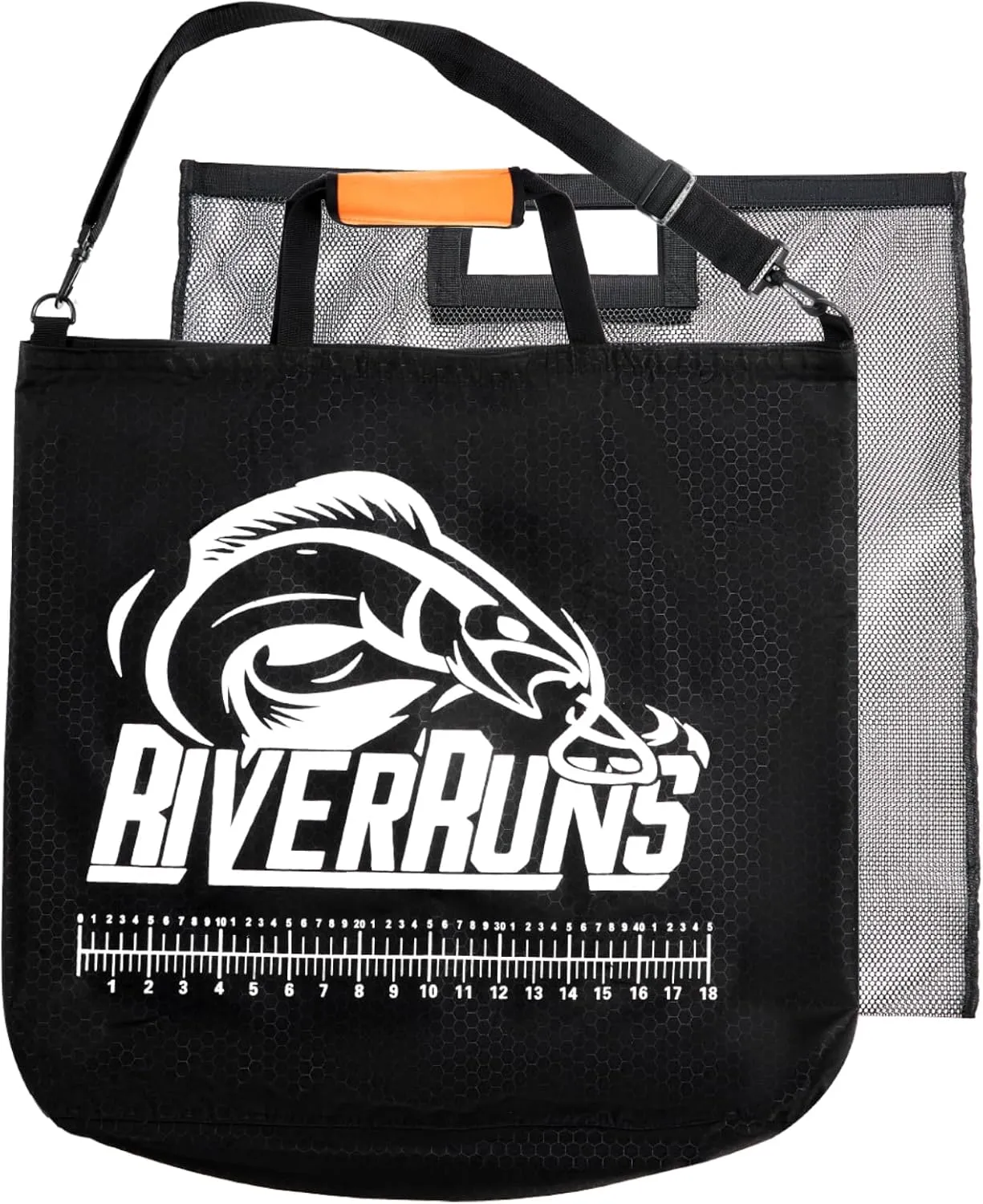 Heavy-Duty Fish Weigh-In Bag with Detachable Mesh Liner, 23.6 x 22.4 Inches Leak and Rip Resistant Fish Bag with Measuring Scale and Detachable Shoulder Strap
