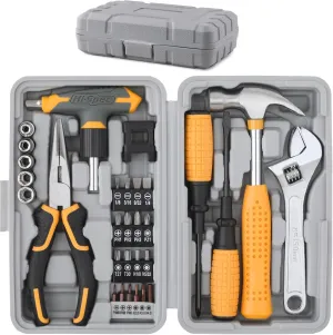 Hi-Spec 30pc Magnetic T-Handle Ratchet Wrench and Screwdriver Set. Small Compact Hand Tool Kit Set with Sockets for Home & Car & Office. Toolkit Starter Repairs in a Portable Tool Box Case