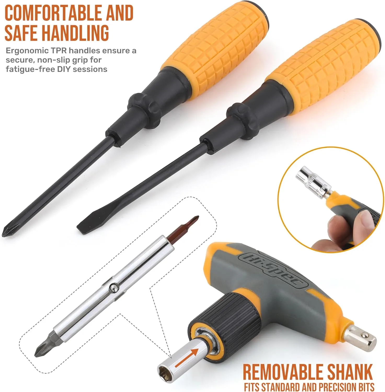 Hi-Spec 30pc Magnetic T-Handle Ratchet Wrench and Screwdriver Set. Small Compact Hand Tool Kit Set with Sockets for Home & Car & Office. Toolkit Starter Repairs in a Portable Tool Box Case