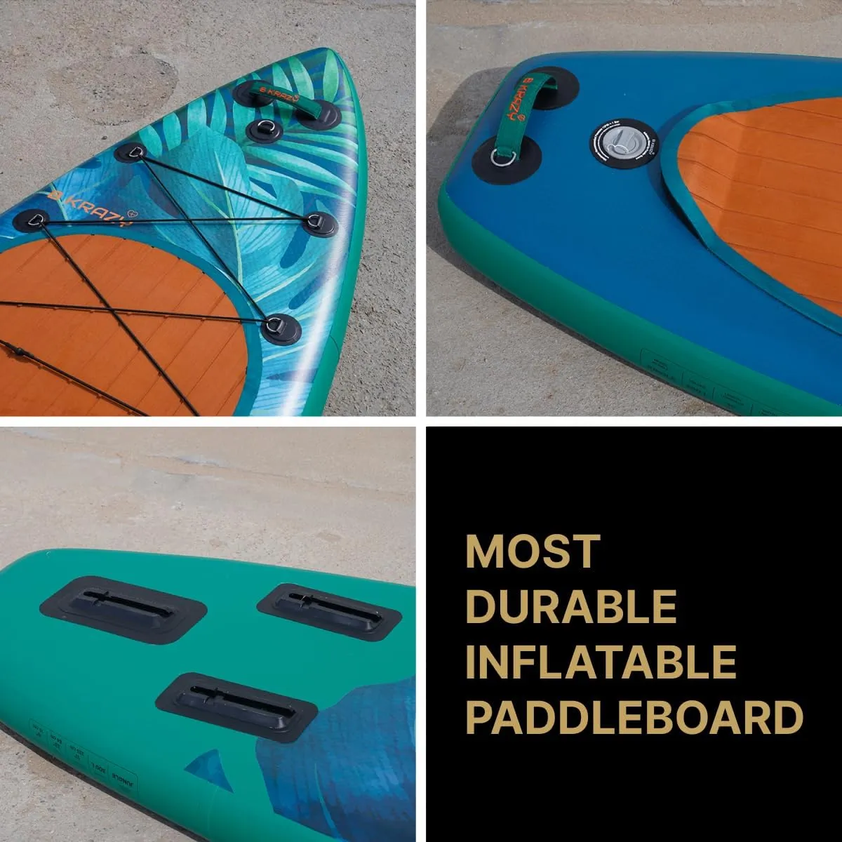High-End Inflatable Paddle Board by Bkrazy - Complete Package with Accessories & Bag - Perfect Stand up Paddle Board for Lakes, River and Ocean - 11 ft Paddle Board for Adults