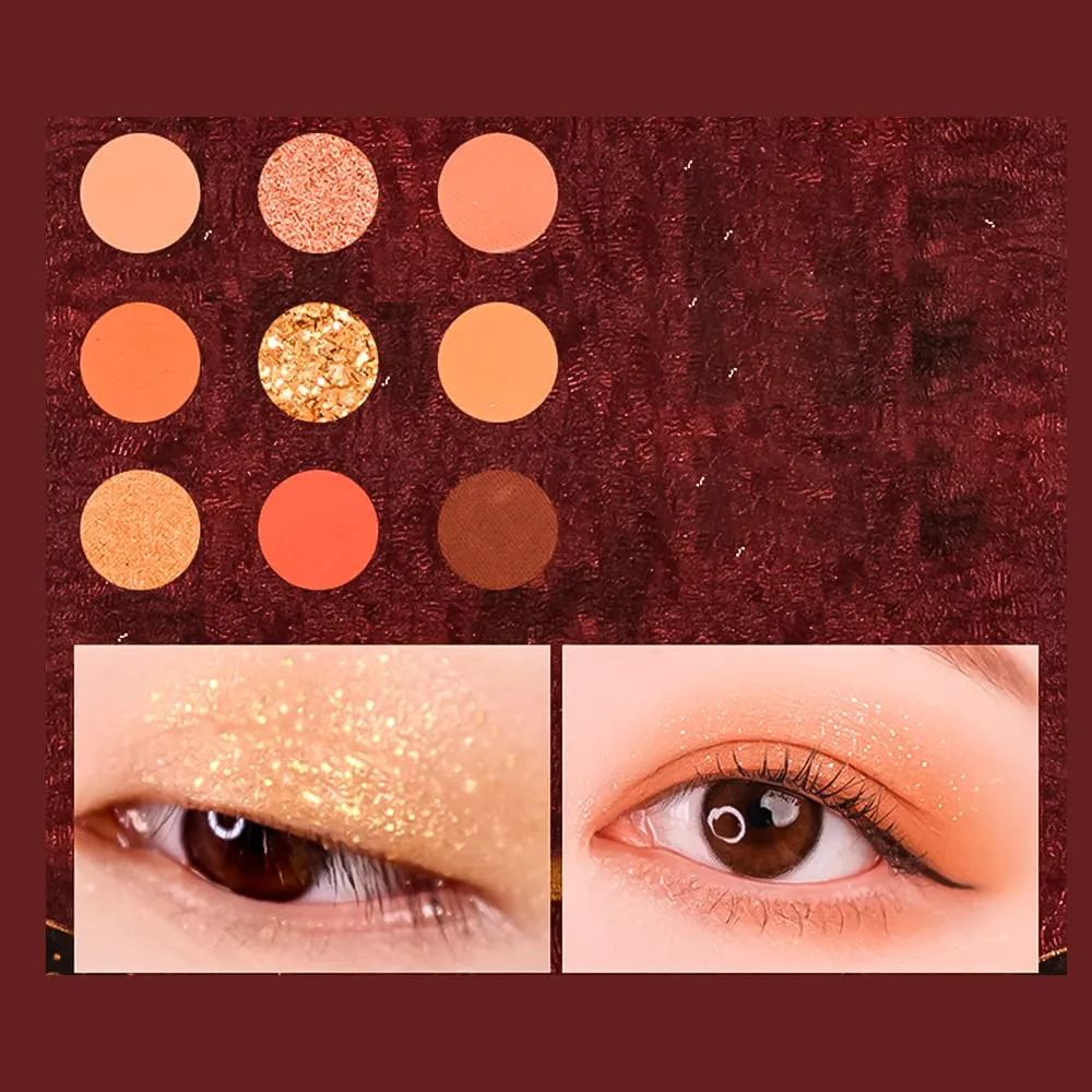 Highly Pigmented Eyeshadow Palette , 9 Colors Matte Shimmer Glitter Metallic Eyeshadow Palette Water proof Blendable Long Lasting Natural Colors Make Up Eyeshadow Cosmetics Gift Kit-Great for Travel (#03)
