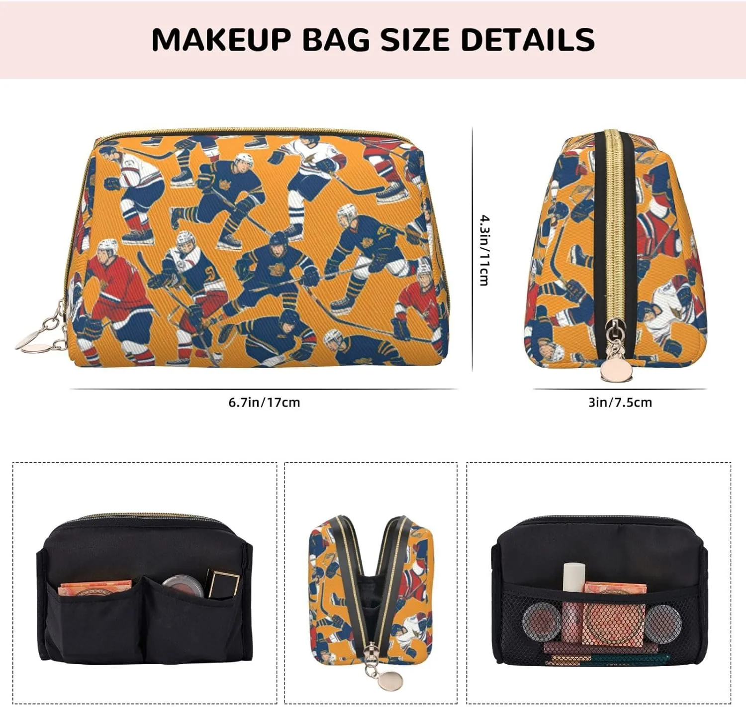 Hockey Toiletry Pouch, Travel-Friendly Makeup Organizer For Makeup Brushes, Lipsticks