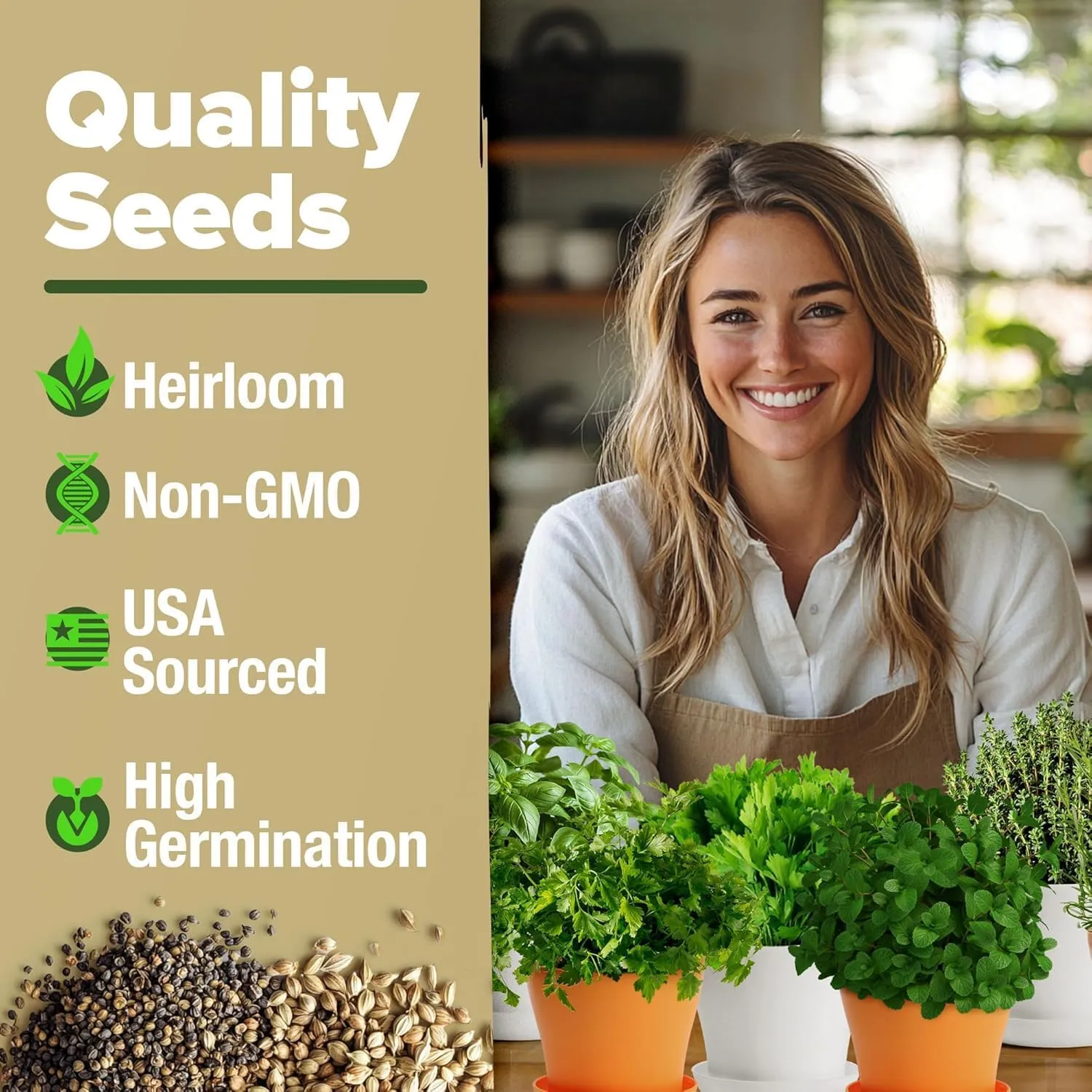 HOME GROWN 𝗗𝗘𝗟𝗨𝗫𝗘 8 Herb Seeds Garden Kit, Complete Indoor Planter Gift with Basil Cilantro Mint & More, Unique Kitchen Growing Set for Women Men, Birthday Housewarming Present