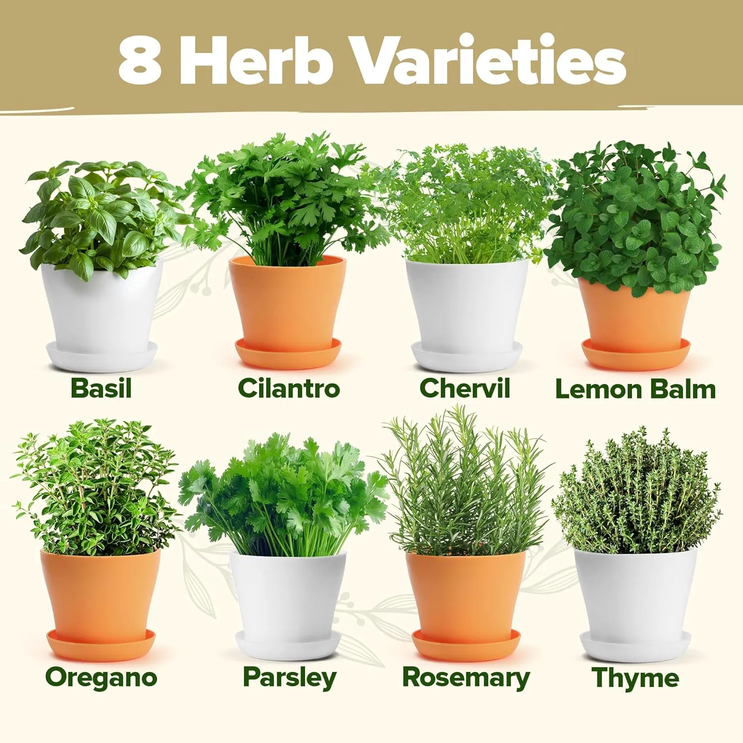 HOME GROWN 𝗗𝗘𝗟𝗨𝗫𝗘 8 Herb Seeds Garden Kit, Complete Indoor Planter Gift with Basil Cilantro Mint & More, Unique Kitchen Growing Set for Women Men, Birthday Housewarming Present