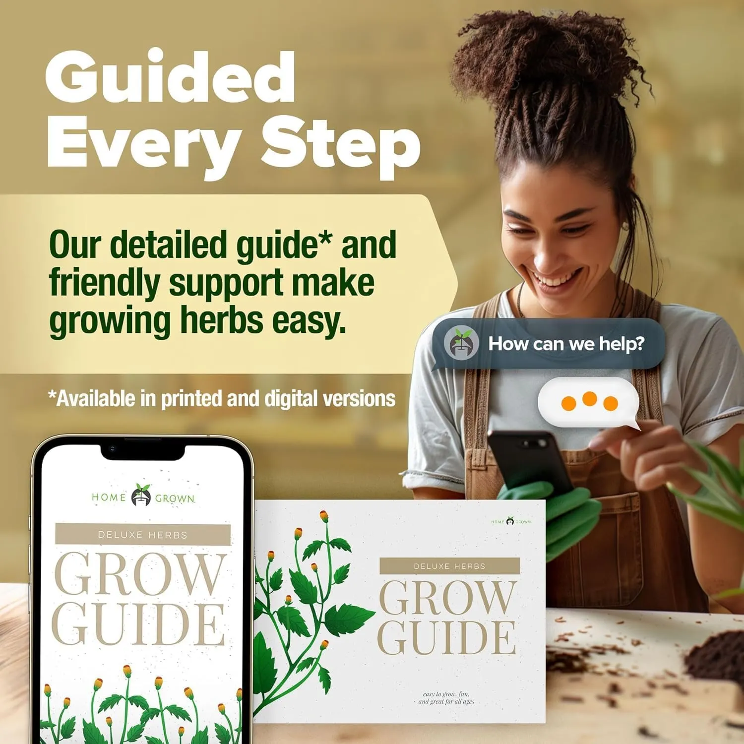HOME GROWN 𝗗𝗘𝗟𝗨𝗫𝗘 8 Herb Seeds Garden Kit, Complete Indoor Planter Gift with Basil Cilantro Mint & More, Unique Kitchen Growing Set for Women Men, Birthday Housewarming Present