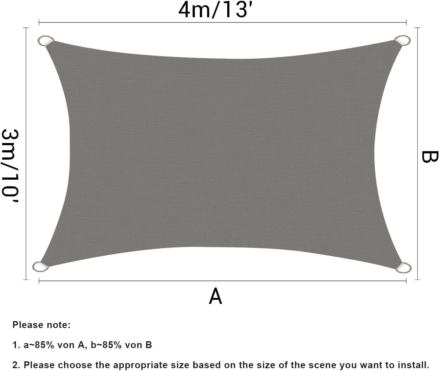 HOMPER 10'x13' Waterproof Sun Shade Sails Canopy Effectively 95% UV Block, Oxford Fabric, for Patio, Balconies, Lawn Garden, Party, Outdoor Activities