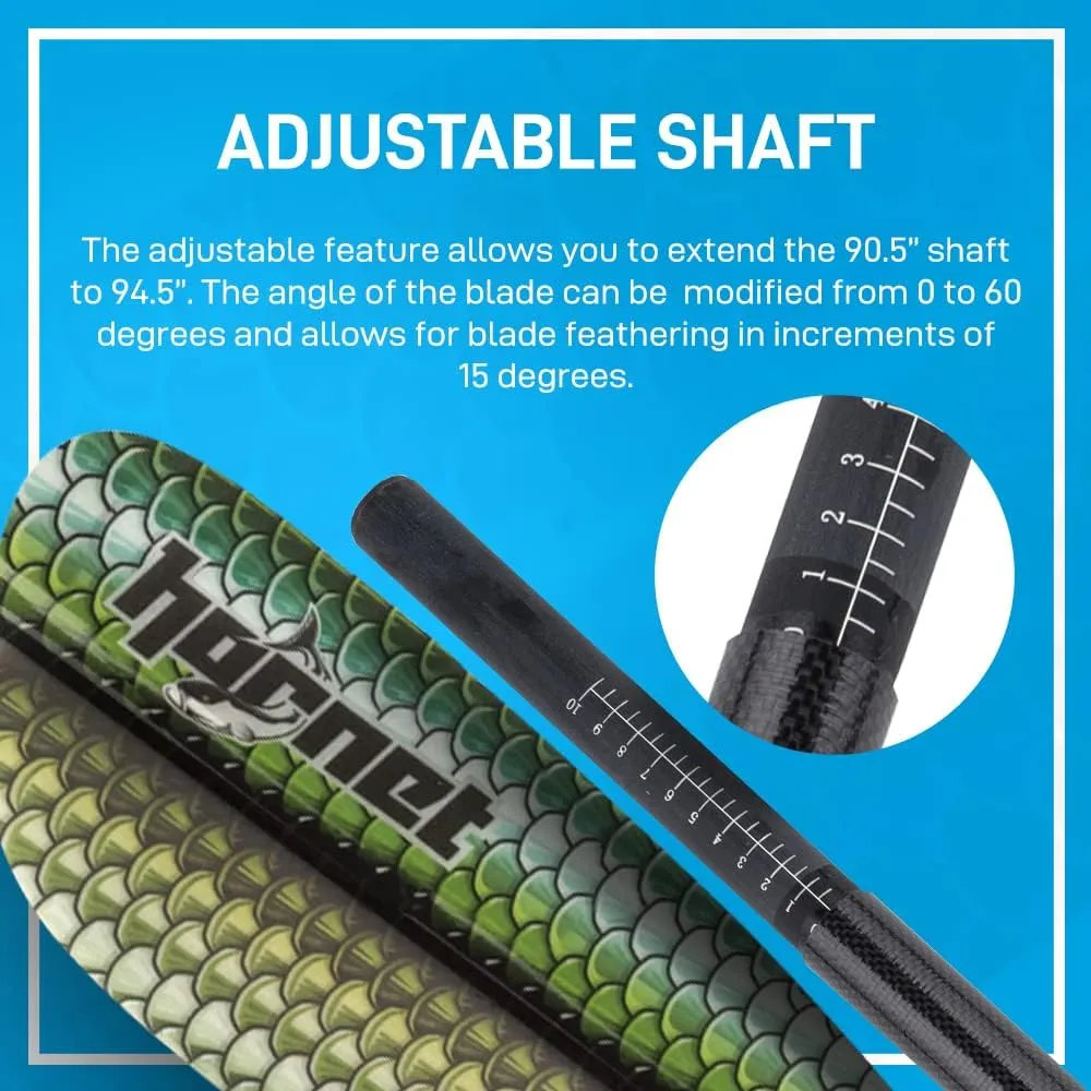 Hornet Watersports Fiberglass Kayak Paddle for Adults- Ideal for Touring, Fishing and Boating- 90.5 inches / 230CM Adjustable with Carbon Fiber Shaft- Kayak Oars Kayaking Equipment