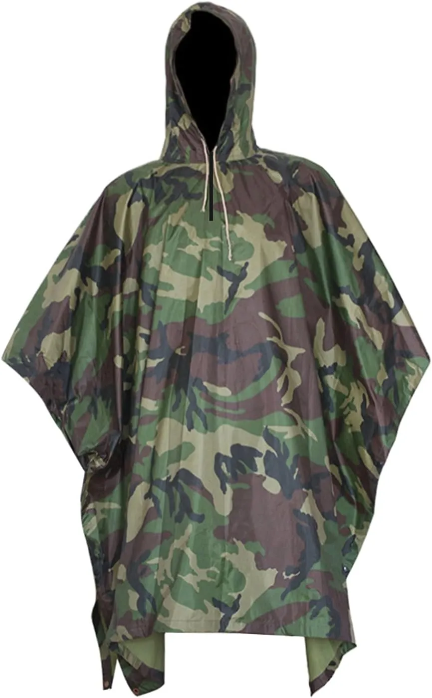 HOW'ON Mens Rain Poncho Waterproof Poncho Hooded Poncho Emergency Raincoat