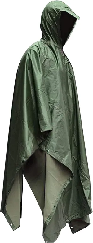 HOW'ON Mens Rain Poncho Waterproof Poncho Hooded Poncho Emergency Raincoat