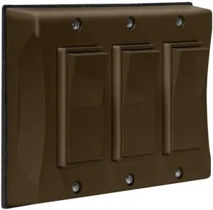 Hubbell-Bell 5129-2 3-Gang Weatherproof Cover, Vertical Decorator Style Switches, Bronze