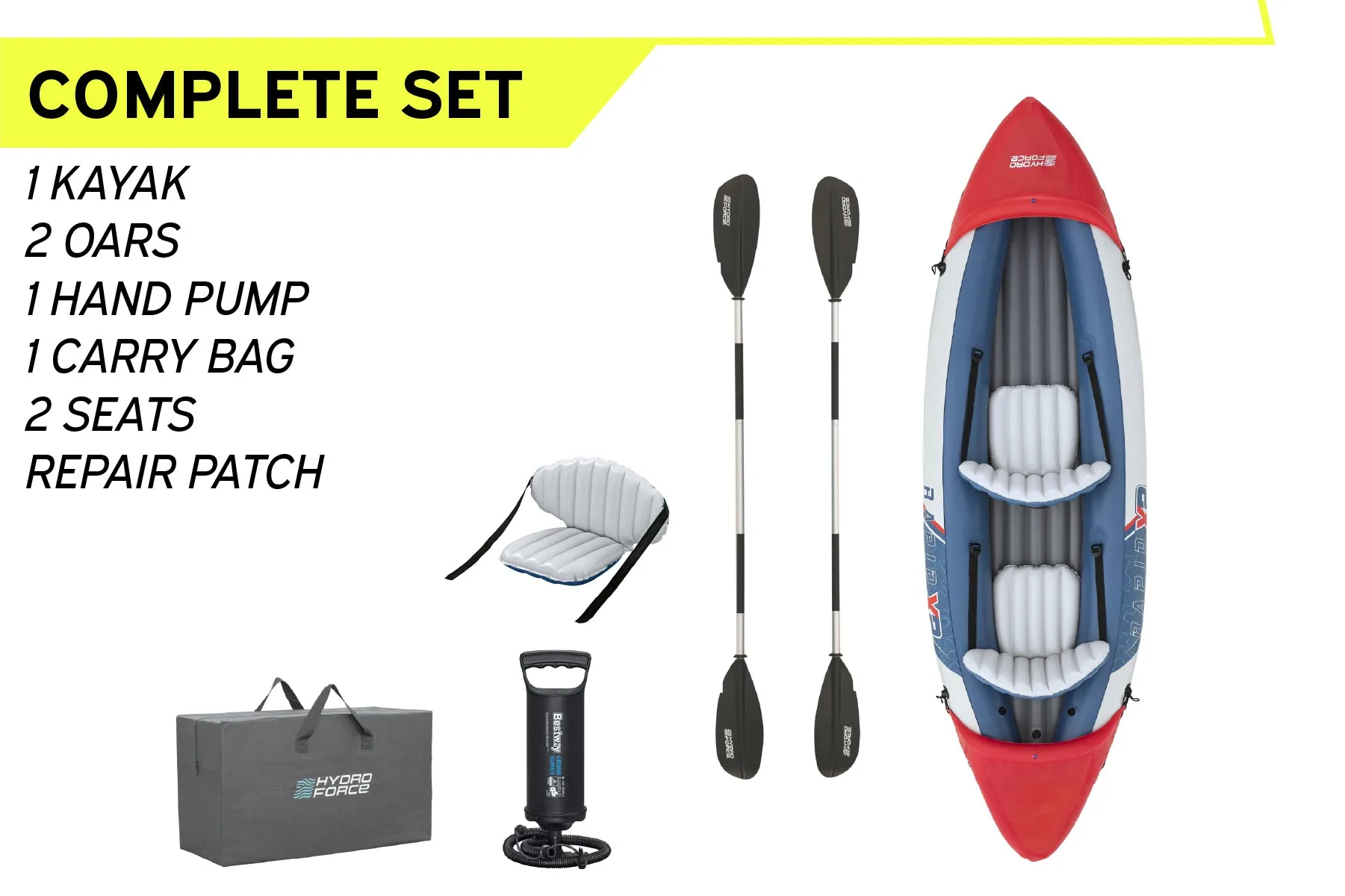 Hydro-force 2 Person Inflatable Kayak Set - Rapid X2