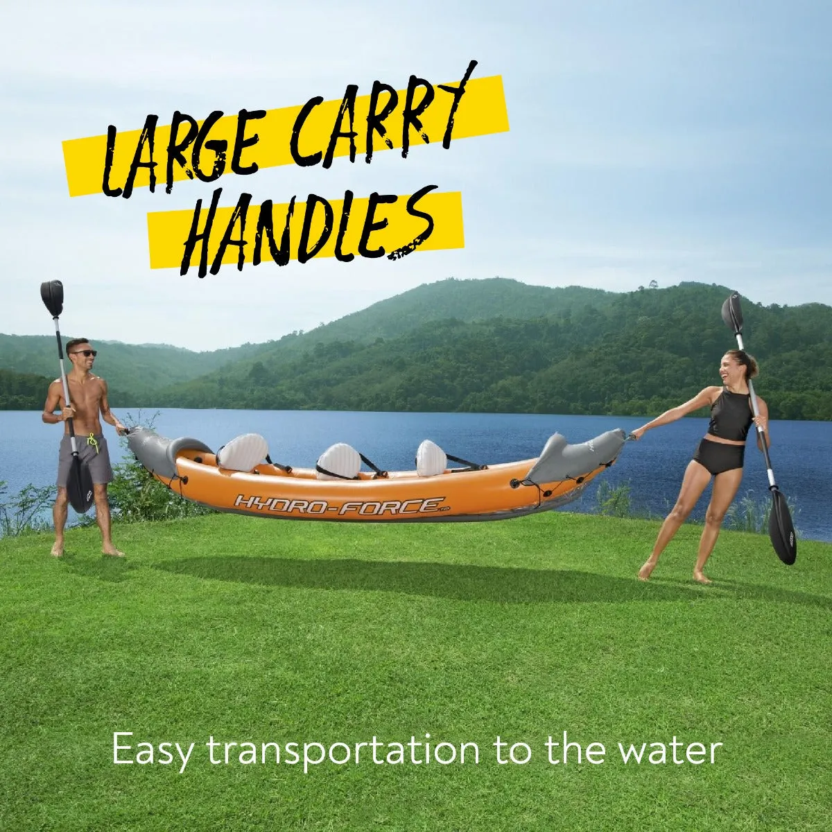 Hydro-Force 3 Person Inflatable Kayak Set - Rapid - Outlet