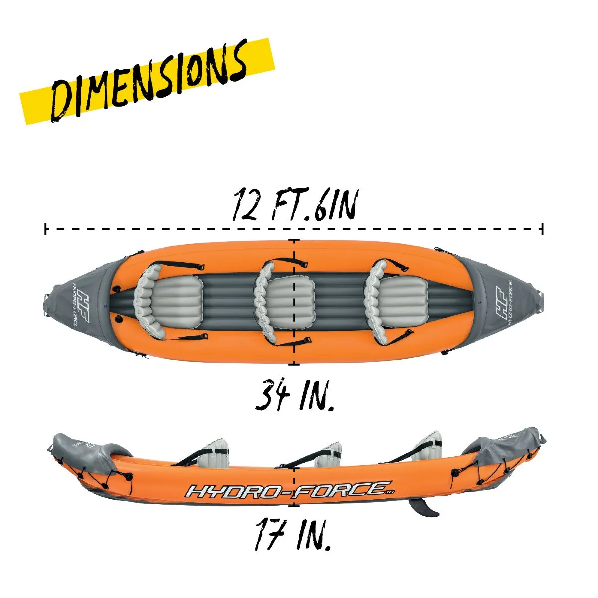 Hydro-Force 3 Person Inflatable Kayak Set - Rapid - Outlet