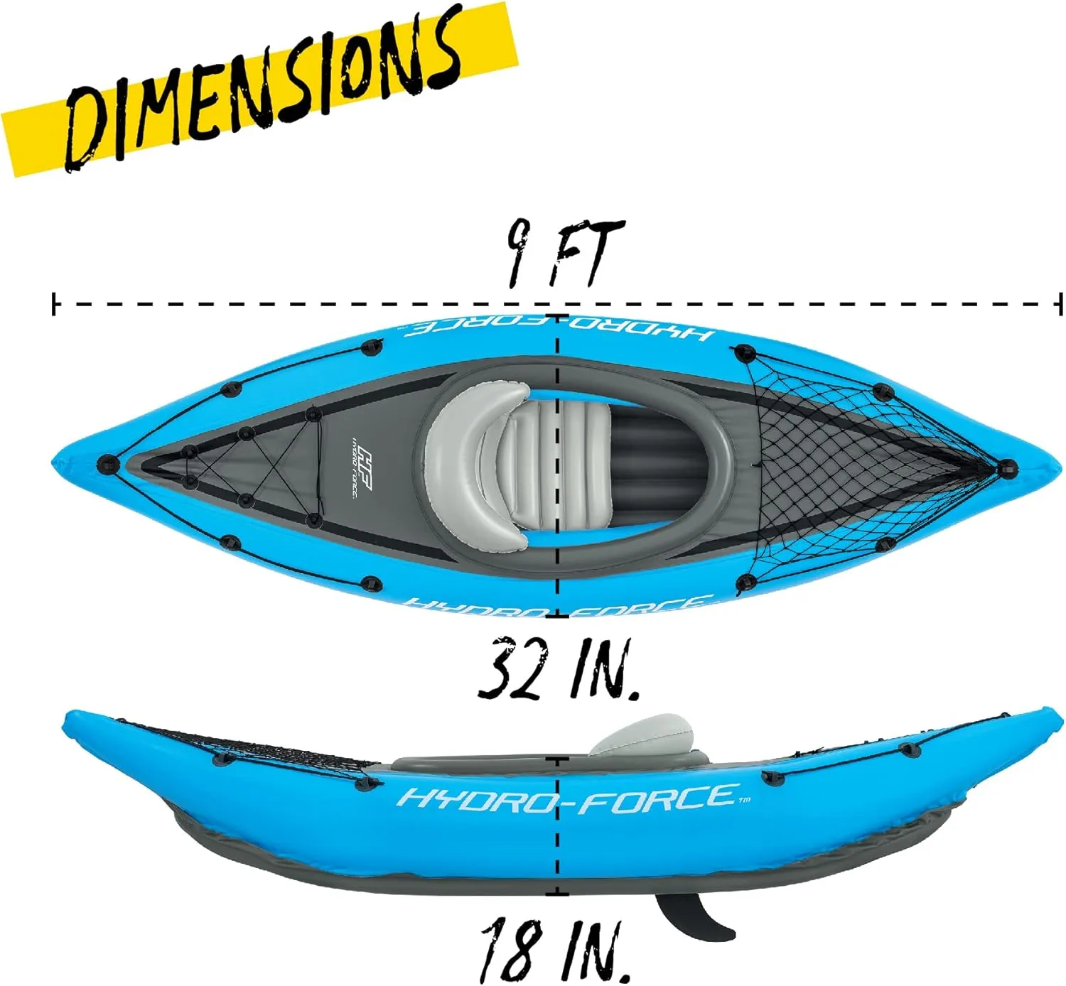 Hydro-Force Cove Champion | 1 Person Inflatable Kayak Set with Hand Pump, Paddles, Carry Bag, Blue
