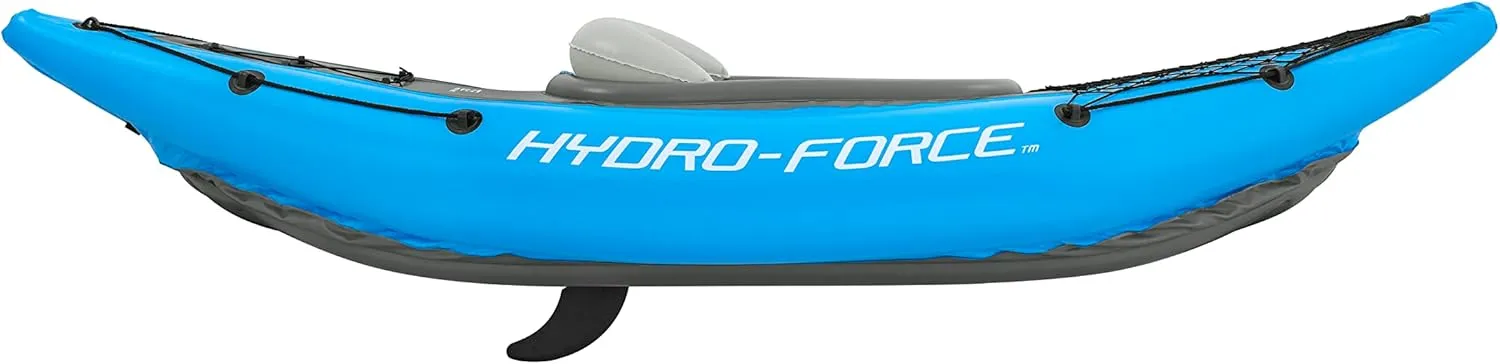 Hydro-Force Cove Champion | 1 Person Inflatable Kayak Set with Hand Pump, Paddles, Carry Bag, Blue