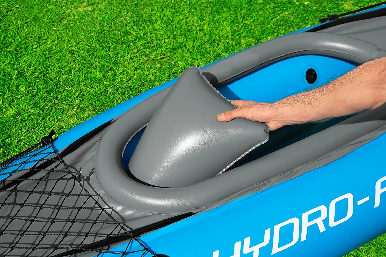 Hydro-Force Cove Champion | 1 Person Inflatable Kayak Set with Hand Pump, Paddles, Carry Bag, Blue