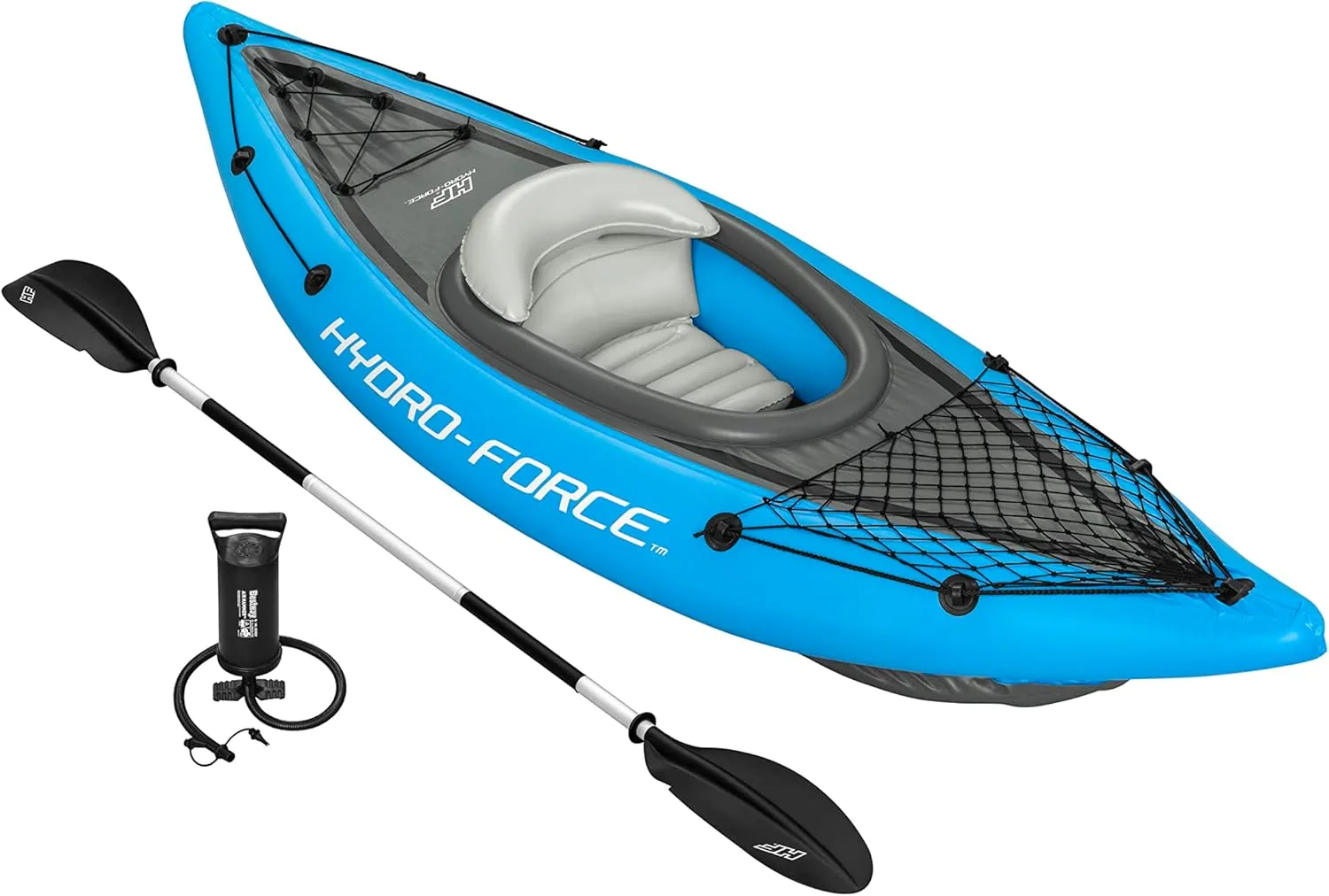 Hydro-Force Cove Champion | 1 Person Inflatable Kayak Set with Hand Pump, Paddles, Carry Bag, Blue