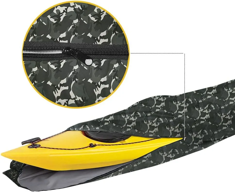 i COVER 13ft Kayak Cover- Water Proof Heavy Duty Canoes/Kayaks Covers Fits Canoe or Paddleboards up to 13ft Long and Beam Width up to 30in, Camo