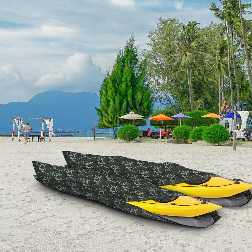 i COVER 13ft Kayak Cover- Water Proof Heavy Duty Canoes/Kayaks Covers Fits Canoe or Paddleboards up to 13ft Long and Beam Width up to 30in, Camo