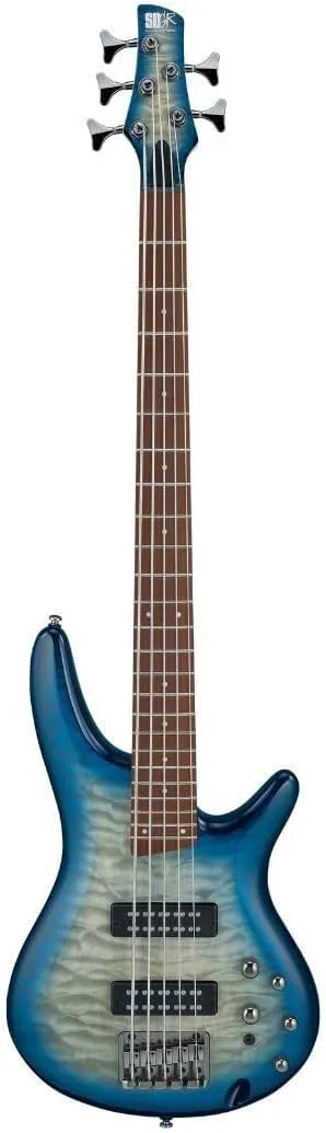 Ibanez SR405EQM Standard 5-String Right-Handed Electric Bass Guitar with Jatoba Fretboard, Quilted Maple Top, and PowerSpan Dual Coil Pickups (Stained Cosmic Blue Starburst)