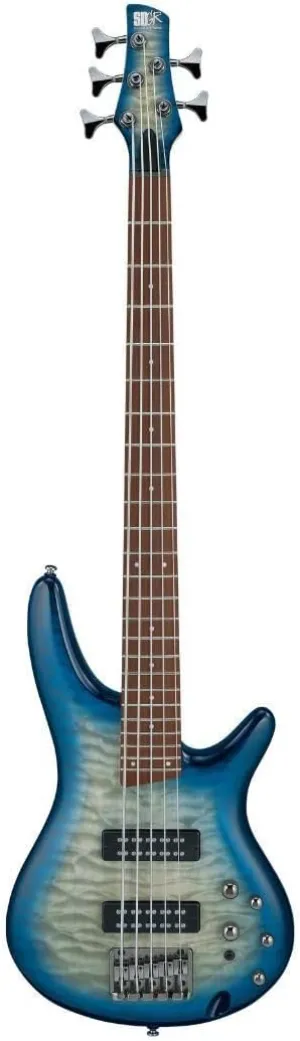 Ibanez SR405EQM Standard 5-String Right-Handed Electric Bass Guitar with Jatoba Fretboard, Quilted Maple Top, and PowerSpan Dual Coil Pickups (Stained Cosmic Blue Starburst)