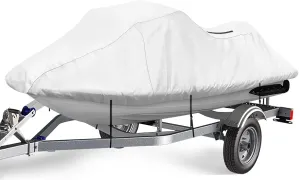 iCOVER Jet Ski Cover - Personal Watercraft Covers, Waterproof Heavy Duty Trailerable Jet Ski Protection for Seadoo Kawasaki Yamaha Wave Runner, Fits PWC Models Up to 113in Long
