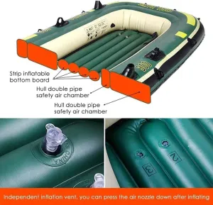 Inflatable Boat Inflatable Kayak 2/3-Person Heavy Duty Fishing Air Kayak Canoe PVC Double Thickened Folding Wear-Resistant Fishing Boat Kayak for Adults Fishing 2 People