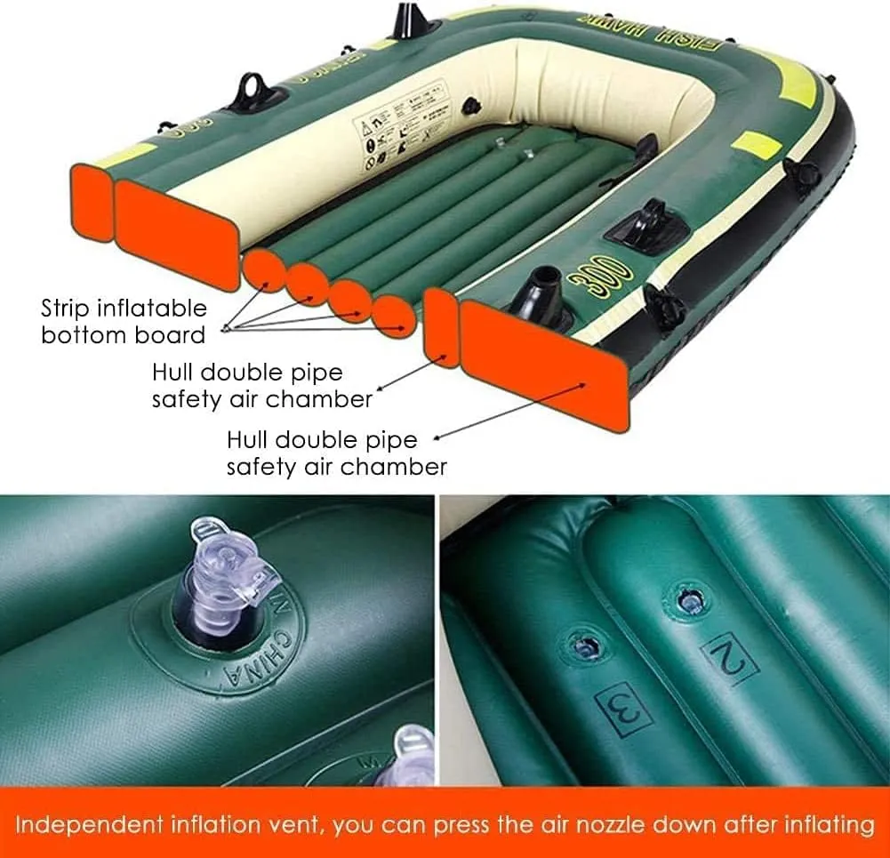 Inflatable Boat Inflatable Kayak 2/3-Person Heavy Duty Fishing Air Kayak Canoe PVC Double Thickened Folding Wear-Resistant Fishing Boat Kayak for Adults Fishing 2 People