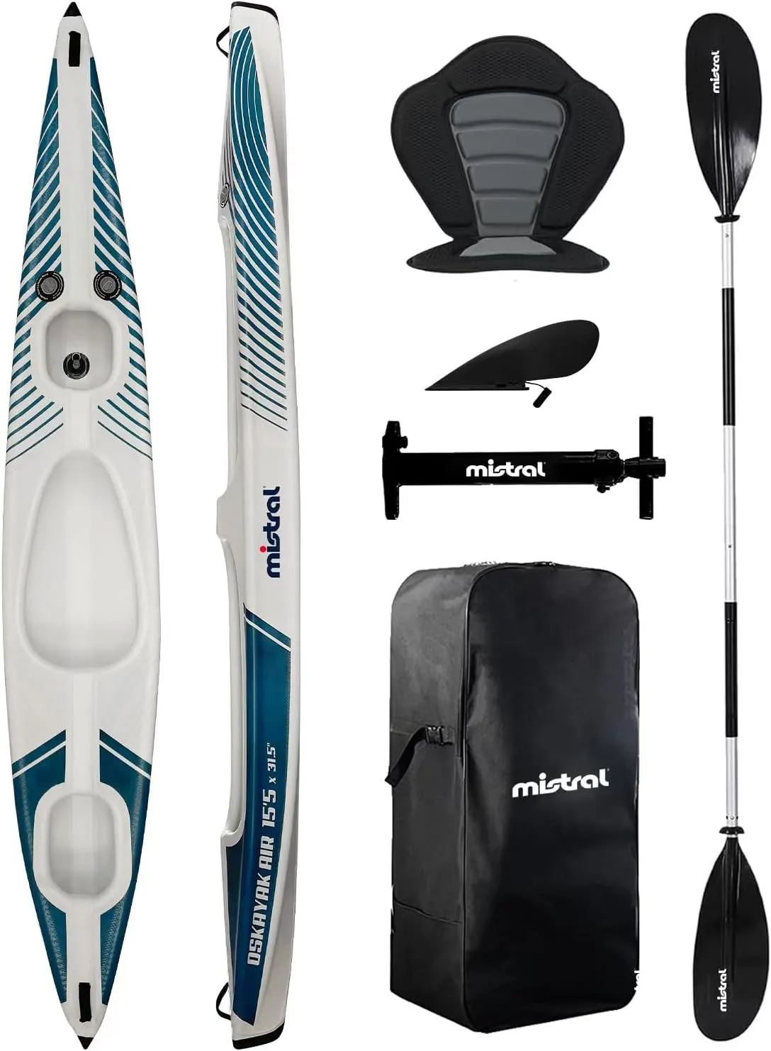Inflatable Kayak 1 Person, Foldable Kayaks for Adults with Pump, Padded Seats, Aluminum Oars, Backpack, for Touring, Fishing, Camping, Exploring & White Watering
