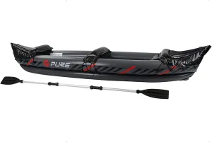 Inflatable Kayak - 2 Person Inflatable Kayak Boat Set - Includes Aluminium Paddle, Repair Kit, Black/Red, 325x81x53cm, P4F150040