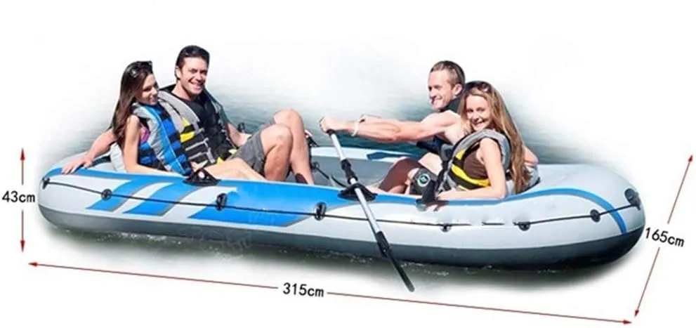 Inflatable Kayak 4 People Rubber Rowing Fishing Boat Thickening Increase Gray Drifter Four-Person Inflatable Boat Inflatable Boat