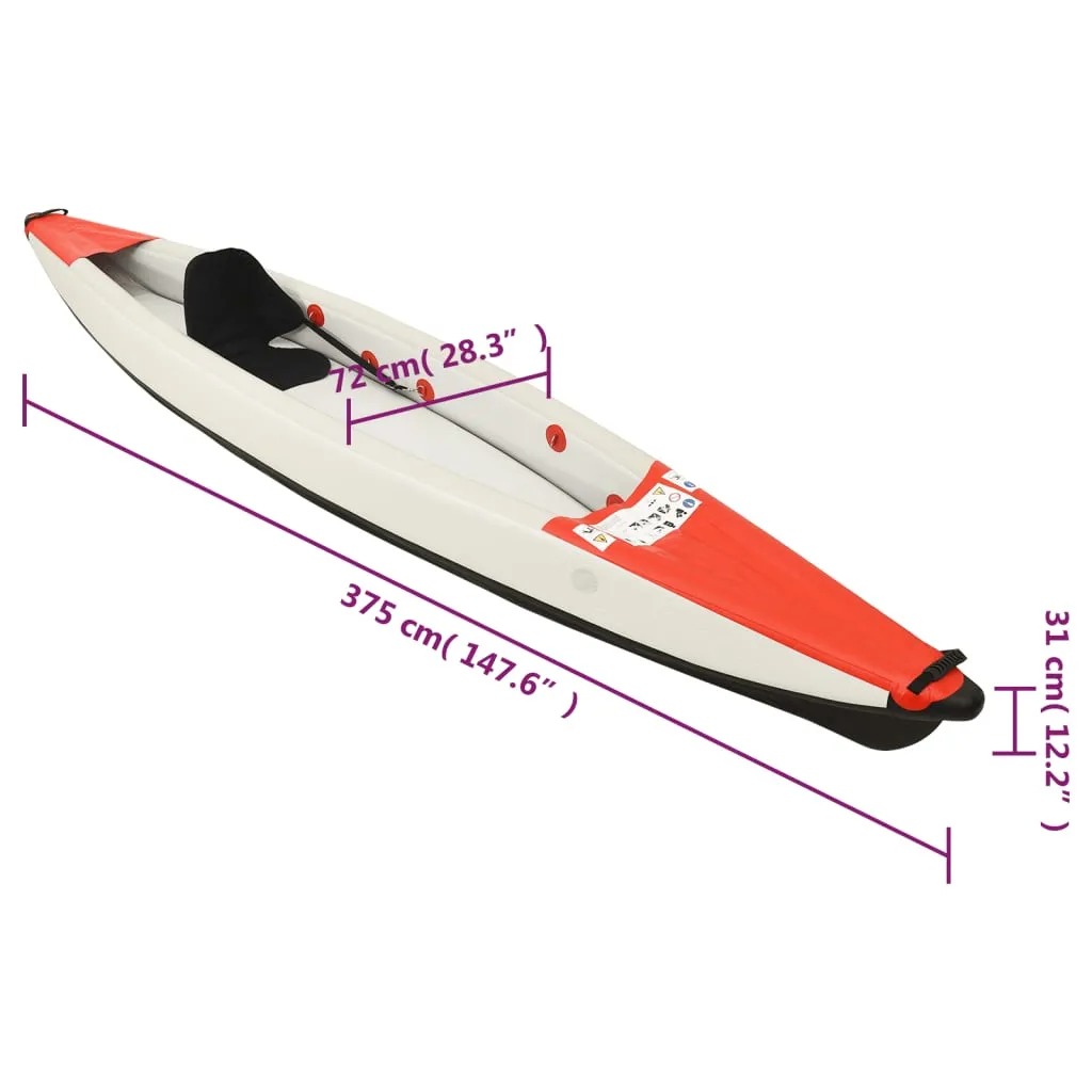 Inflatable Kayak Red 375x72x31 cm Polyester