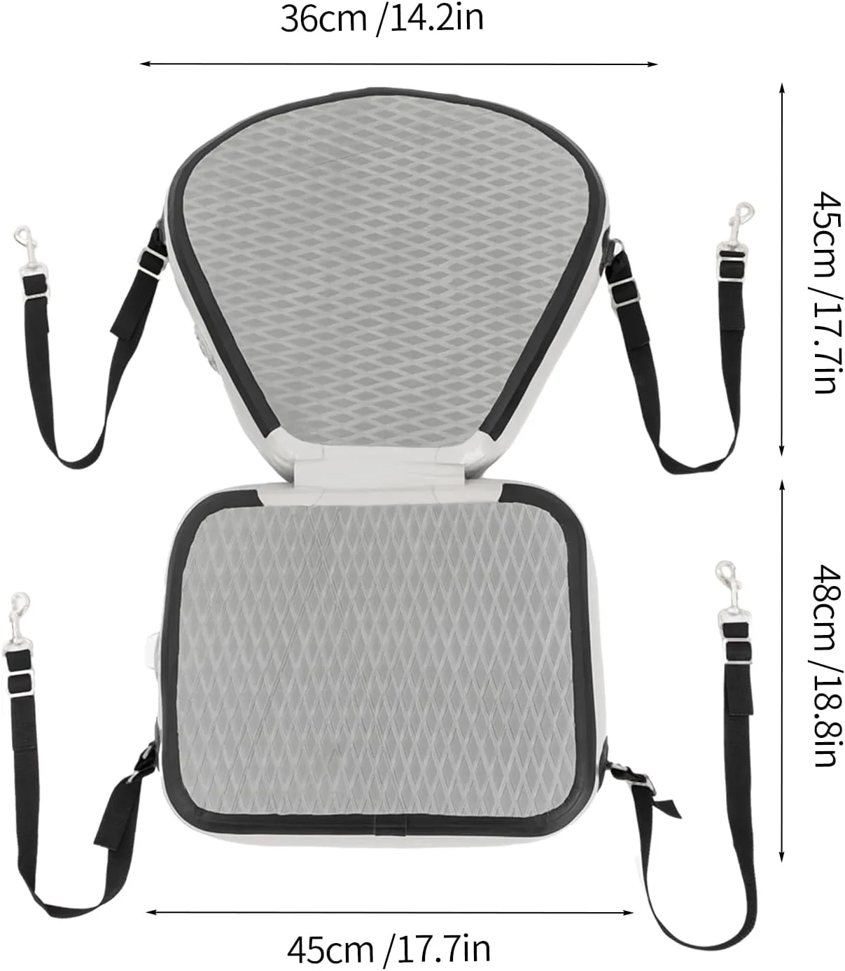 Inflatable Kayak Seat Portable Thicken Seat Cushion for Kayak Padded Kayak Seat w/Back Support Adjustable Strap, for Kayaking Canoeing Drifting Rafting Fishing (Grey)