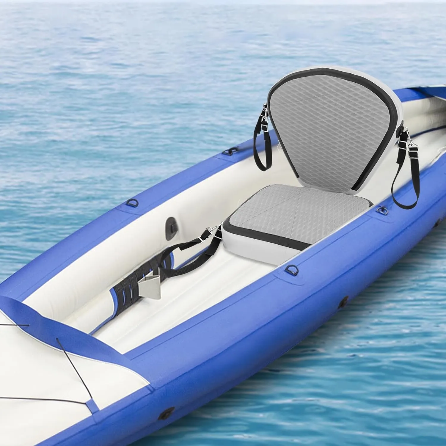 Inflatable Kayak Seat Thickened Padded Paddleboard Seat Canoe Seats with Back Support Support Adjustable Strap Kayak Replacement Parts for Kayaks Rowboats Fishing Boats Fishing Boat Rafting (Grey)